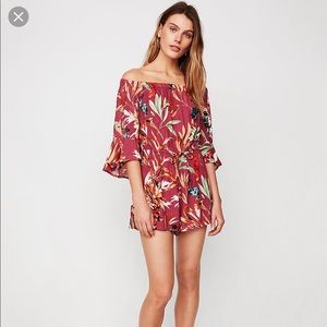 NEW Express Tropical Floral Off Shoulder Romper